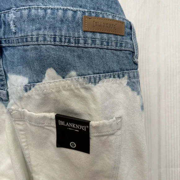 NWT💎 Blank NYC Dip Dye Bleached Distressed Cotton Overall Shorts size 27 - Picture 7 of 9